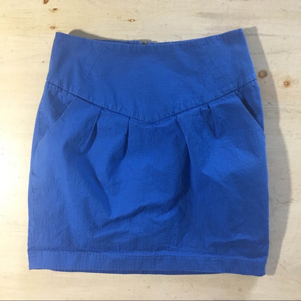 ☘ silence + noise blue cotton mini skirt pockets